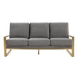 Leisuremod Jefferson Modern Design Velvet Sofa With Gold Frame Light Gray