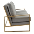 Leisuremod Jefferson Modern Design Velvet Sofa With Gold Frame Light Gray