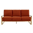 Leisuremod Jefferson Modern Design Velvet Sofa With Gold Frame Orange