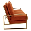Leisuremod Jefferson Modern Design Velvet Sofa With Gold Frame Orange