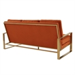 Leisuremod Jefferson Modern Design Velvet Sofa With Gold Frame Orange