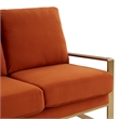 Leisuremod Jefferson Modern Design Velvet Sofa With Gold Frame Orange