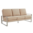 Leisuremod Jefferson Modern Design Velvet Sofa With Silver Frame Beige