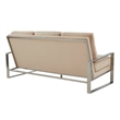 Leisuremod Jefferson Modern Design Velvet Sofa With Silver Frame Beige