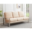 Leisuremod Jefferson Modern Design Velvet Sofa With Silver Frame Beige
