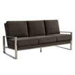 Leisuremod Jefferson Modern Design Velvet Sofa With Silver Frame Dark Gray