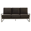 Leisuremod Jefferson Modern Design Velvet Sofa With Silver Frame Dark Gray