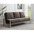 Leisuremod Jefferson Modern Design Velvet Sofa With Silver Frame Dark Gray