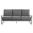Leisuremod Jefferson Modern Design Velvet Sofa With Silver Frame Light Gray