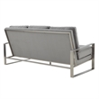 Leisuremod Jefferson Modern Design Velvet Sofa With Silver Frame Light Gray