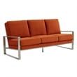Leisuremod Jefferson Modern Design Velvet Sofa With Silver Frame Orange