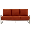Leisuremod Jefferson Modern Design Velvet Sofa With Silver Frame Orange