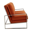 Leisuremod Jefferson Modern Design Velvet Sofa With Silver Frame Orange