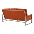 Leisuremod Jefferson Modern Design Velvet Sofa With Silver Frame Orange