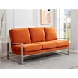 Leisuremod Jefferson Modern Design Velvet Sofa With Silver Frame Orange