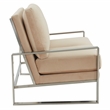 Leisuremod Jefferson Modern Design Velvet Loveseat With Silver Frame Beige