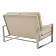 Leisuremod Jefferson Modern Design Velvet Loveseat With Silver Frame Beige