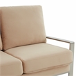 Leisuremod Jefferson Modern Design Velvet Loveseat With Silver Frame Beige
