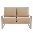 Leisuremod Jefferson Modern Design Velvet Loveseat With Silver Frame Beige