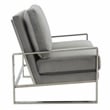 Leisuremod Jefferson Modern Design Velvet Loveseat With Silver Frame Light Gray