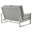 Leisuremod Jefferson Modern Design Velvet Loveseat With Silver Frame Light Gray