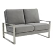 Leisuremod Jefferson Modern Design Velvet Loveseat With Silver Frame Light Gray