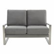 Leisuremod Jefferson Modern Design Velvet Loveseat With Silver Frame Light Gray