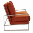 Leisuremod Jefferson Modern Design Velvet Loveseat With Silver Frame Orange