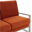 Leisuremod Jefferson Modern Design Velvet Loveseat With Silver Frame Orange