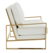LeisureMod Jefferson Faux Leather Design Loveseat With Gold Frame White