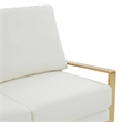 LeisureMod Jefferson Faux Leather Design Loveseat With Gold Frame White