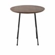 LeisureMod Rossmore Round Side Table With Wood Top and Black Frame Walnut