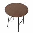 LeisureMod Rossmore Round Side Table With Wood Top and Black Frame Walnut