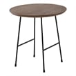 LeisureMod Rossmore Round Side Table With Wood Top and Black Frame Walnut