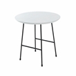 LeisureMod Rossmore Round Side Table With Wood Top and Black Frame White