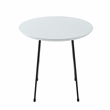 LeisureMod Rossmore Round Side Table With Wood Top and Black Frame White