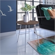 LeisureMod Rossmore Round Side Table With Wood Top and White Frame Walnut
