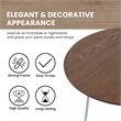 LeisureMod Rossmore Round Side Table With Wood Top and White Frame Walnut