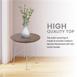 LeisureMod Rossmore Round Side Table With Wood Top and White Frame Walnut