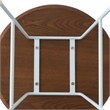 LeisureMod Rossmore Round Side Table With Wood Top and White Frame Walnut