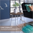 LeisureMod Rossmore Round Side Table With Wood Top and White Frame Walnut