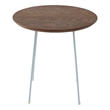 LeisureMod Rossmore Round Side Table With Wood Top and White Frame Walnut