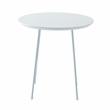 LeisureMod Rossmore Round Side Table With Wood Top and White Frame White
