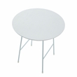 LeisureMod Rossmore Round Side Table With Wood Top and White Frame White