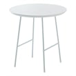 LeisureMod Rossmore Round Side Table With Wood Top and White Frame White