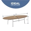 LeisureMod Rossmore Oval Side Table With Wood Top and White Frame Natural Wood