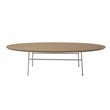 LeisureMod Rossmore Oval Side Table With Wood Top and White Frame Natural Wood