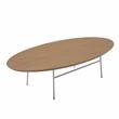 LeisureMod Rossmore Oval Side Table With Wood Top and White Frame Natural Wood