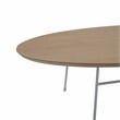 LeisureMod Rossmore Oval Side Table With Wood Top and White Frame Natural Wood