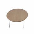 LeisureMod Rossmore Oval Side Table With Wood Top and White Frame Natural Wood